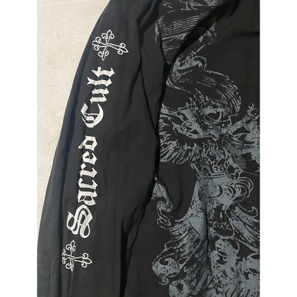 Y2K Sacred Cult Grunge Style Rhinestone Button Down Shirt Size Large - Picture 5 of 7